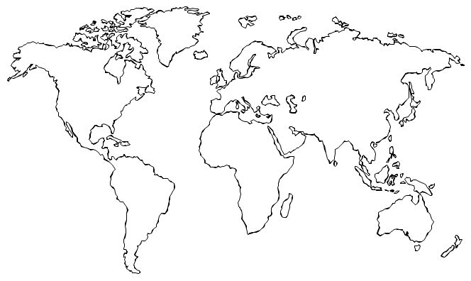 664x396 Simple Shap Flat World Map - Earth Map Sketch