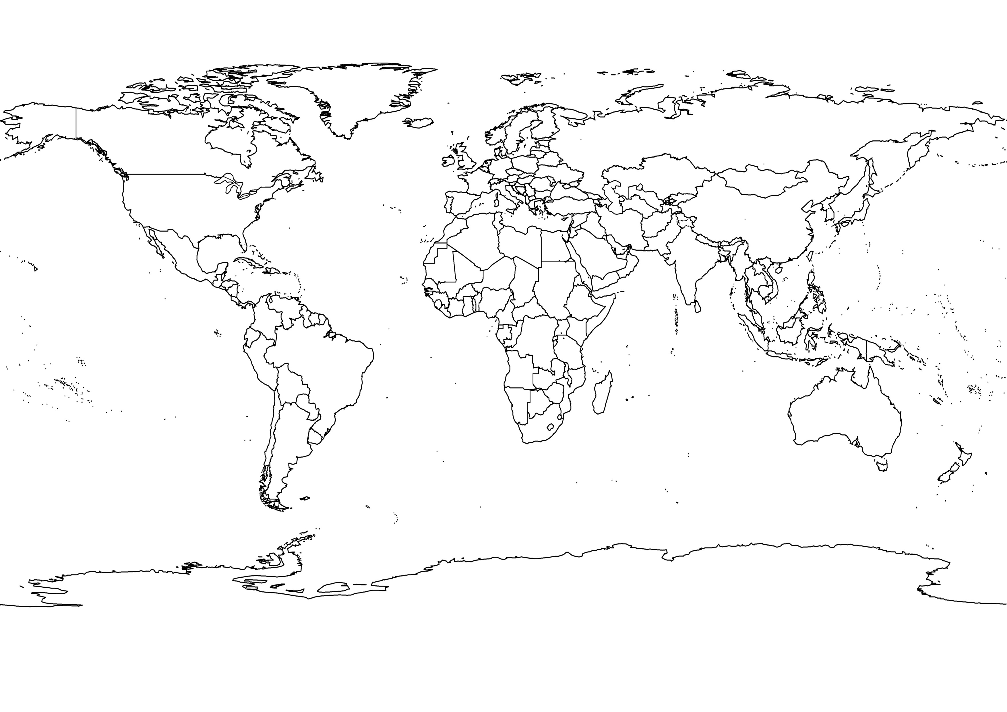 3508x2480 World Map Outline Black And White Ashlee Club.tk - Earth Map Sketch