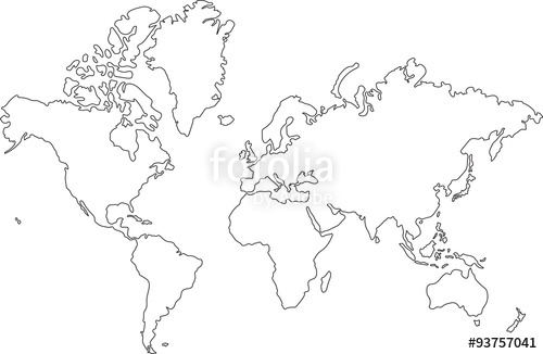 500x326 Freehand World Map Sketch On White Background. Stock Image And - Earth Map Sketch