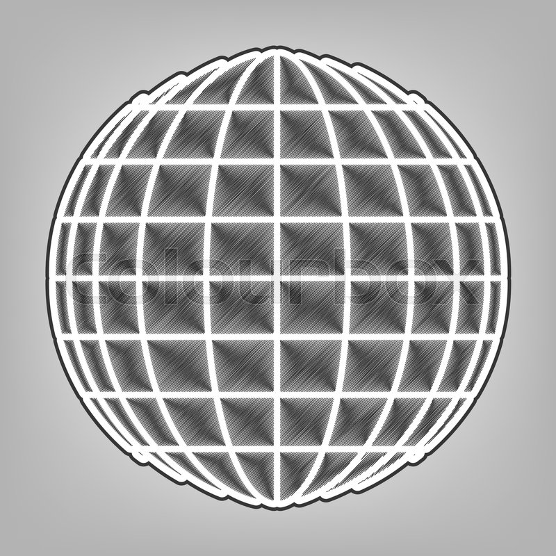 800x800 Earth Globe Sign. Vector. Pencil Sketch Imitation. Dark Gray - Earth Pencil Sketch