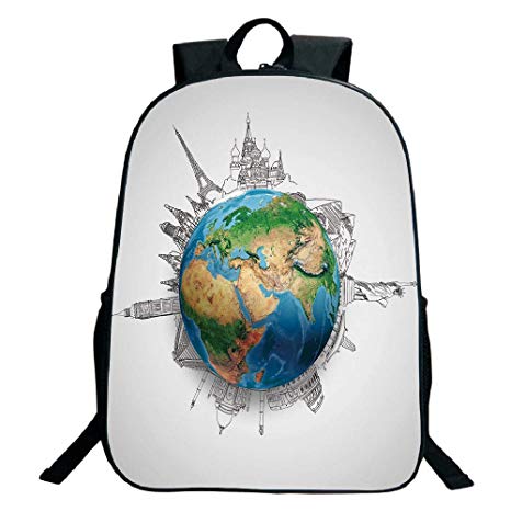 466x466 Personal Tailor Black Monolayer Rucksackk,earth,globe - Earth Pencil Sketch