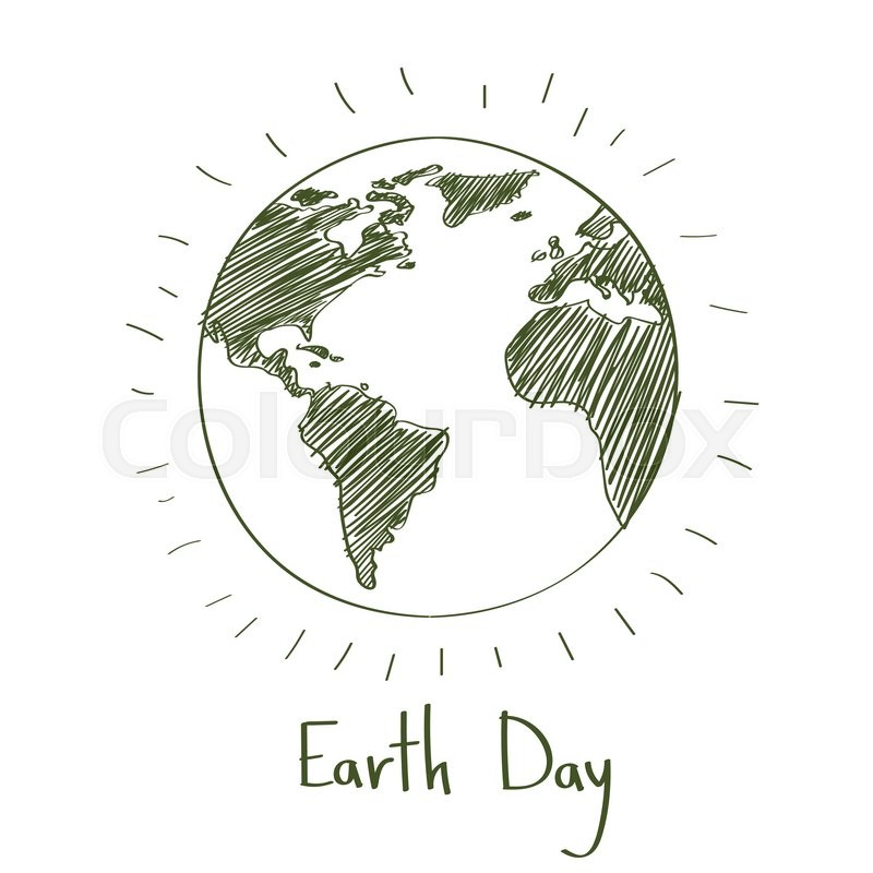 800x800 Earth Day Green Sketch Globe Ecological Protection Outline Vector - Earth Sketch