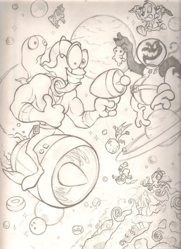 600x825 Earthworm Jim Sketch By On - Earthworm Jim Sketch