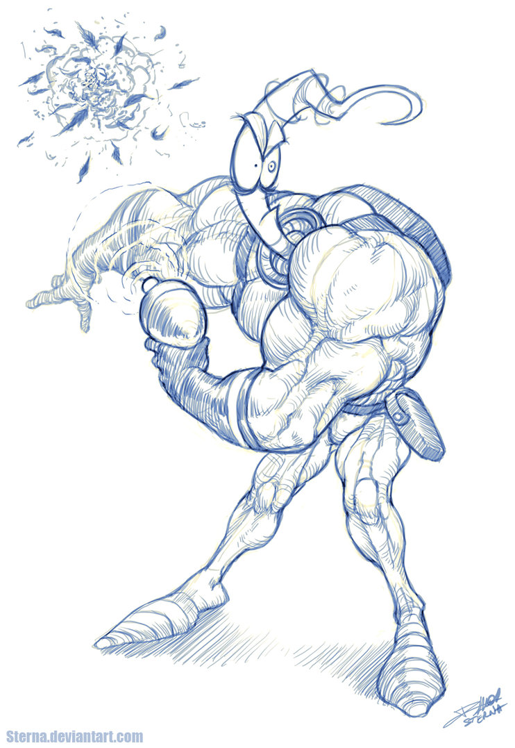 742x1077 Earthworm Jim Sketch By Sterna - Earthworm Jim Sketch