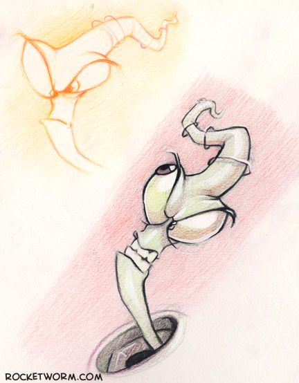 432x554 Earthworm Jim Sketches Rocket Worm! - Earthworm Sketch