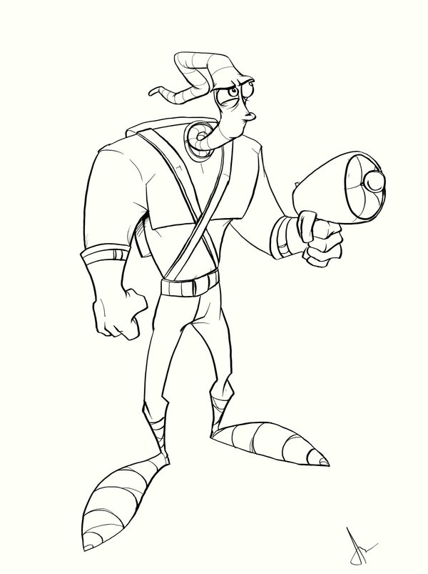 600x803 Earthworm Jim Pen Sketch By Braintreestudios - Earthworm Sketch
