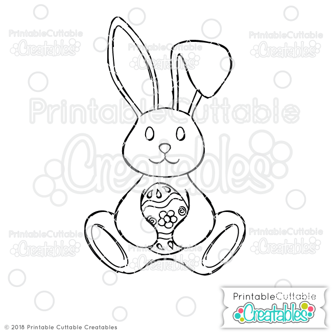 650x650 Easter Bunny Holding Egg - Easter Bunny Sketch