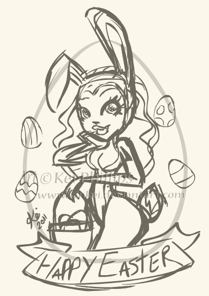 411x582 Easter Bunny Sketch By Kinkei - Easter Bunny Sketch