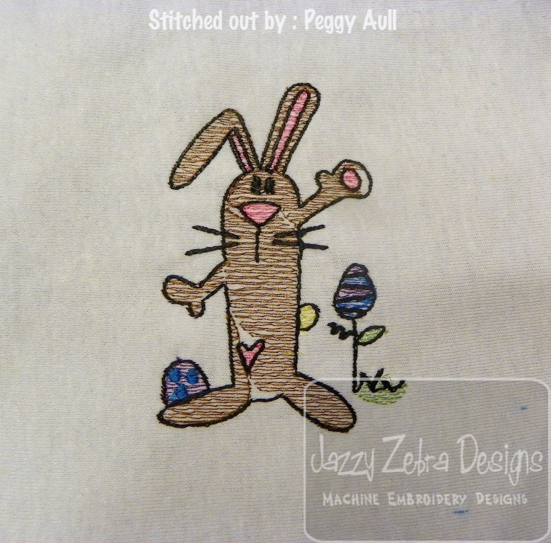 1080x1065 Skinny Easter Bunny Sketch Embroidery Design - Easter Bunny Sketch
