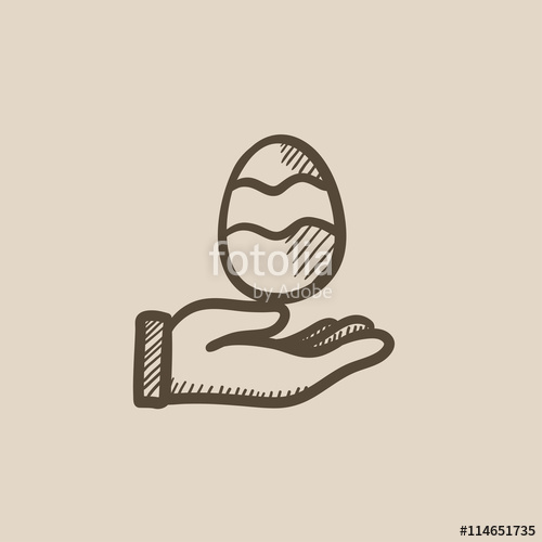 500x500 Hand Holding Easter Egg Sketch Icon. Stock Image And Royalty Free - Easter Egg Sketch