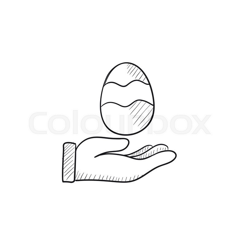 800x800 Hand Holding Easter Egg Vector Sketch Icon Isolated On Background - Easter Egg Sketch