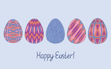 384x240 Happy Easter Egg Sketch Collection In Green, Purple And Blue - Easter Egg Sketch