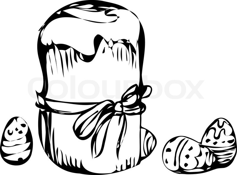 800x592 A Preview Easter Cake With Eggs Sketch Stock Vector Colourbox - Easter Egg Sketch