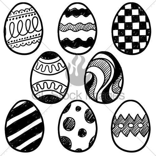 500x500 Easter Egg Assortment Sketch Gl Stock Images - Easter Egg Sketch