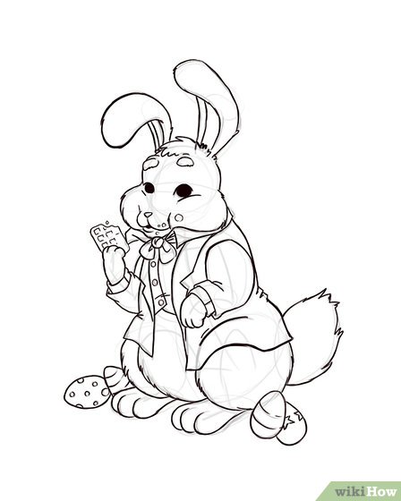448x560 3 Ways To Draw The Easter Bunny - Easter Rabbit Sketch