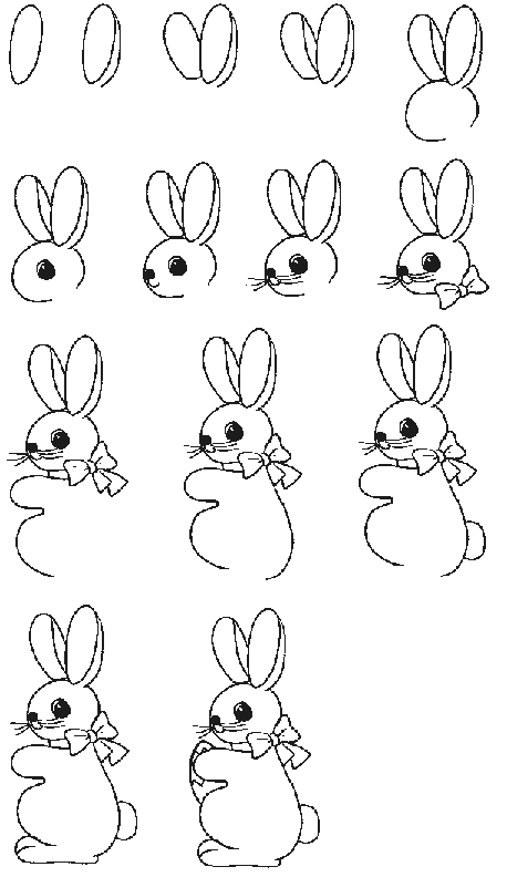 458x792 Easy Easter Bunny Printable Drawing Lesson Drawing - Easter Rabbit Sketch