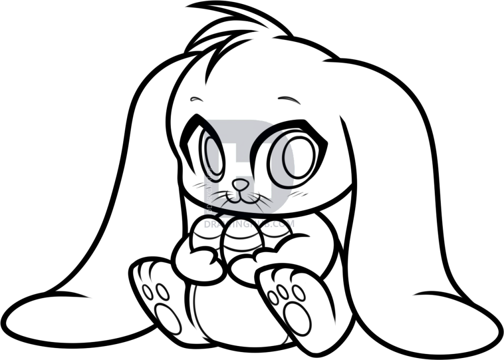 1006x720 How To Draw A Chibi Easter Bunny, Step By Step, Drawing Guide, By - Easter Rabbit Sketch