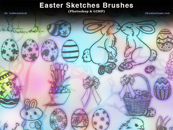 600x450 Easter Sketches Photoshop Brushes Free Download - Easter Sketches