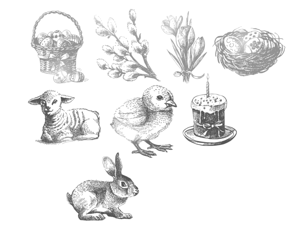 1024x778 Free Photoshop Brushes - Easter Sketches
