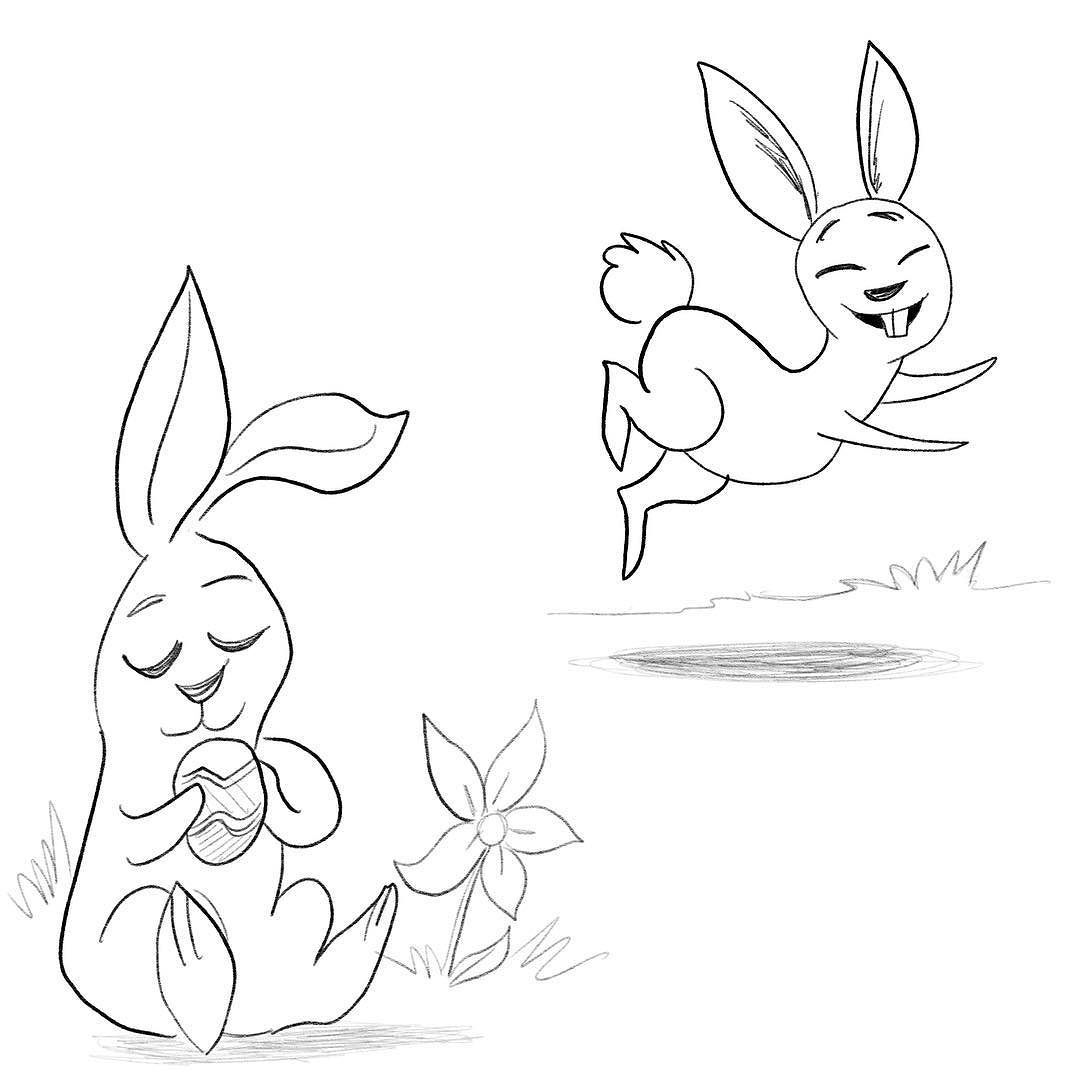 1080x1080 Sketches Of The Easter Bunny - Easter Sketches