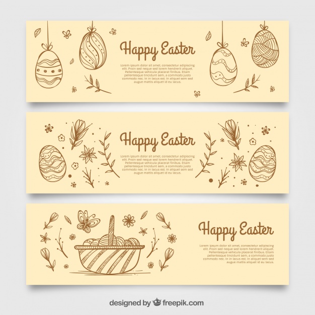 626x626 Banners Sketches Of Easter Eggs Vector Free Download - Easter Sketches