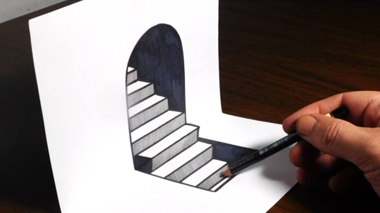 1280x720 How To Draw 3d Steps - Easy 3d Sketches