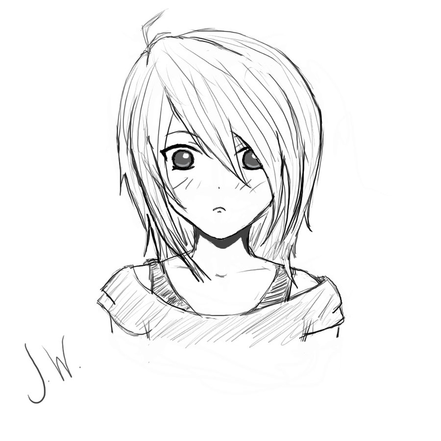 900x900 Sketches Of Anime Girls Easy Easy Anime Girls Sketches - Easy Anime Sketches