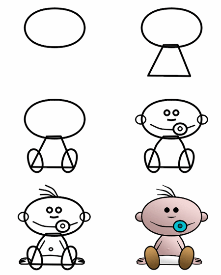 450x560 Drawing Cartoon Babies - Easy Baby Sketch