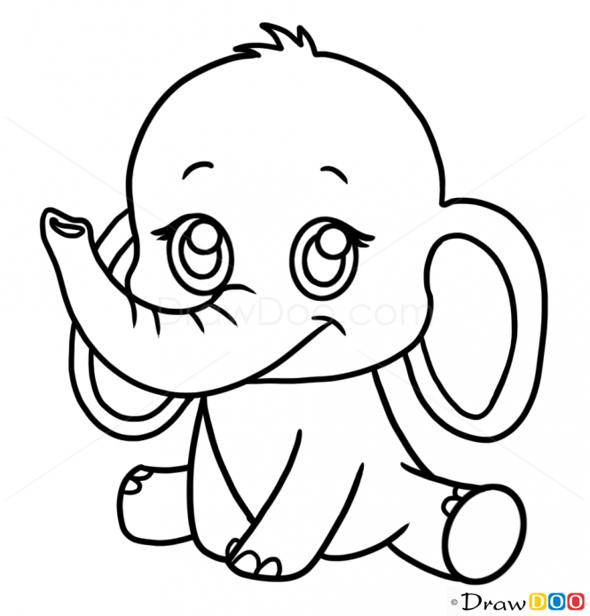 665x694 How To Draw A Elephant - Easy Baby Sketch