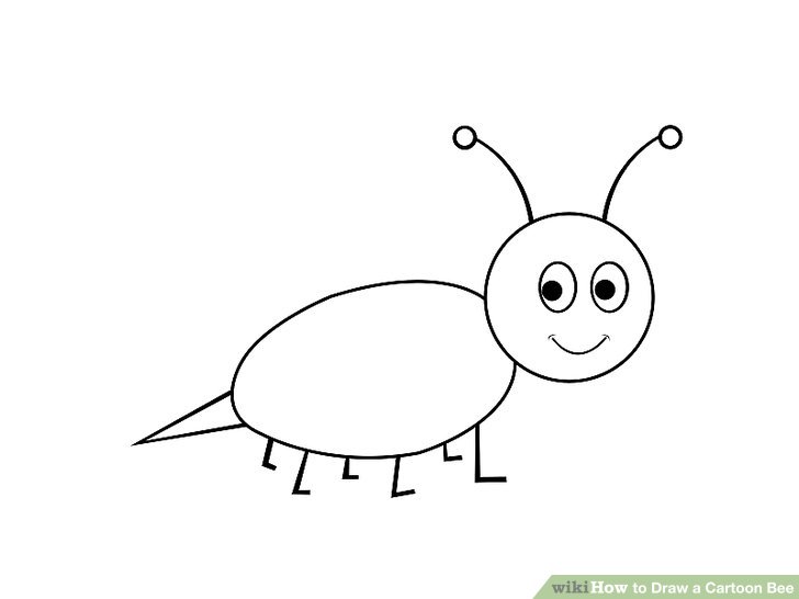 728x546 How To Draw A Cartoon Bee 12 Steps (With Pictures) - Easy Bee Sketch