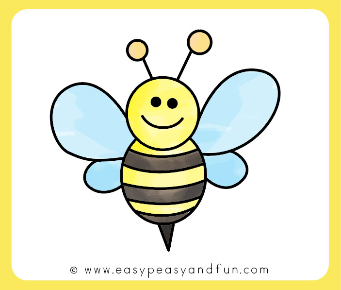 703x597 How To Draw A Bee - Easy Bee Sketch