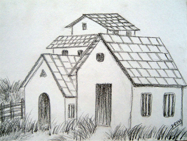 600x453 Art By Prem () Com Easy House Landscape Drawings, Easy House - Easy Building Sketch