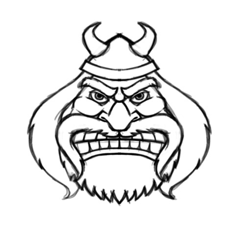 500x469 Viking Head Cartoon Character Sketch Initial Rough Sketch - Easy Character Sketch