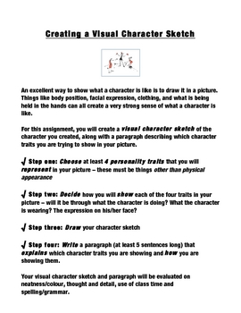 270x350 Visual Character Sketch By Easy As Pie Teachers Pay Teachers - Easy Character Sketch