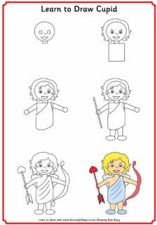 224x320 How To Draw A Teddy Bear With A Heart - Easy Cupid Sketch