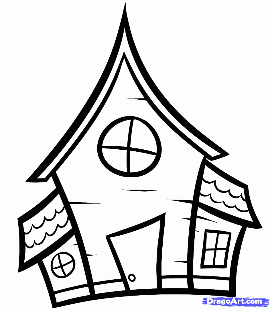 950x1089 How To Draw A Haunted House For Kids Step 5 Halloween Fun - Easy House Sketch