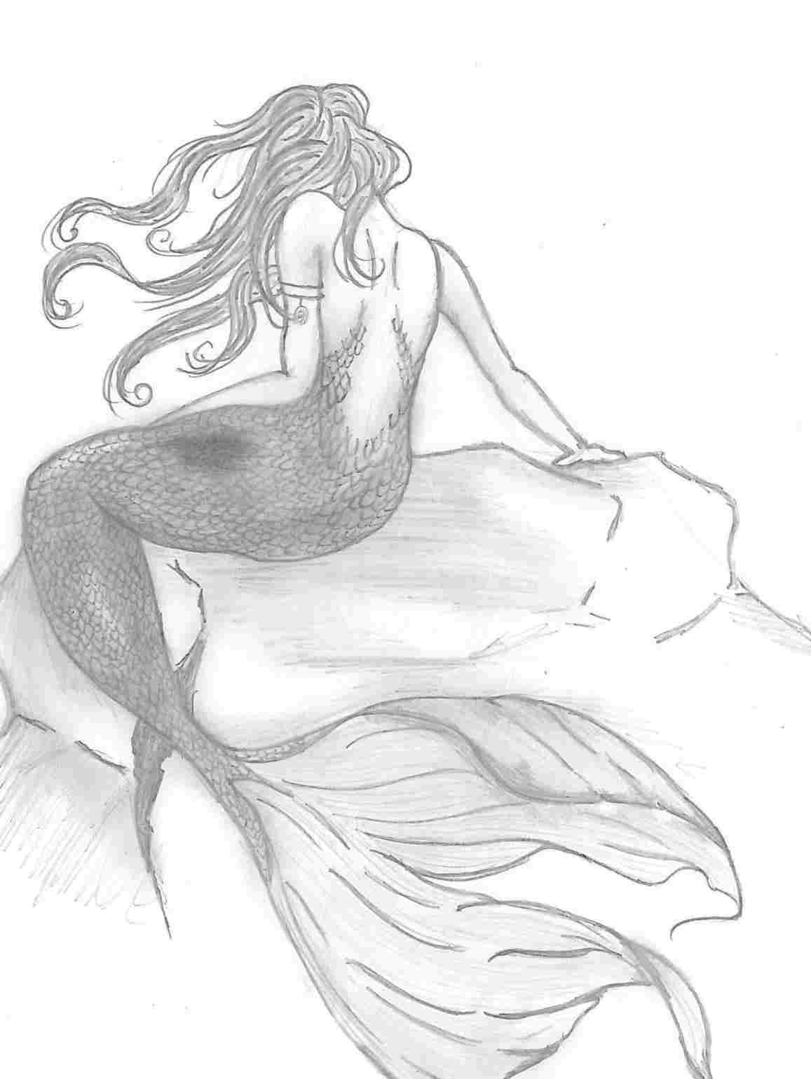 1157x1540 Diy Pencil Creepy Mermaid Drawing Pictures - Easy Mermaid Sketch