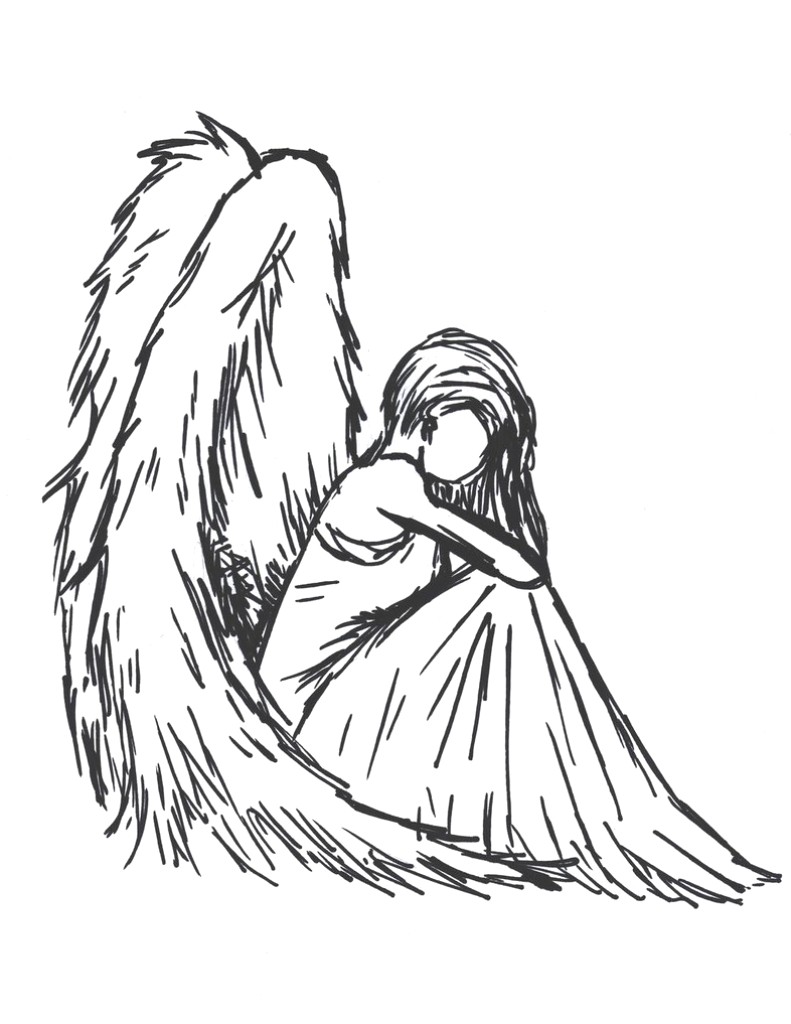 791x1024 Easy Pencil Drawings Of Angels Angel Drawing An 1000 10 - Easy Pencil Sketches