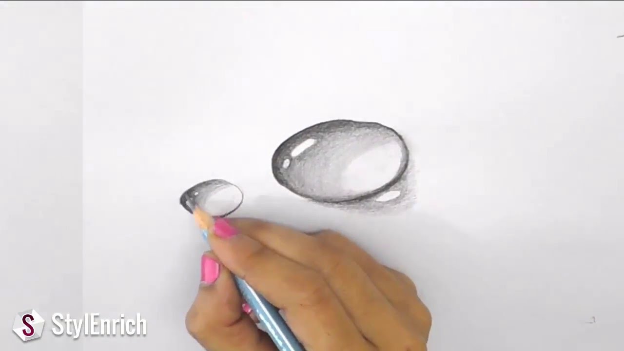 1280x720 3d Drawing Art How To Draw 3d Dew Drop On Leaf Easy Pencil - Easy Pencil Sketches