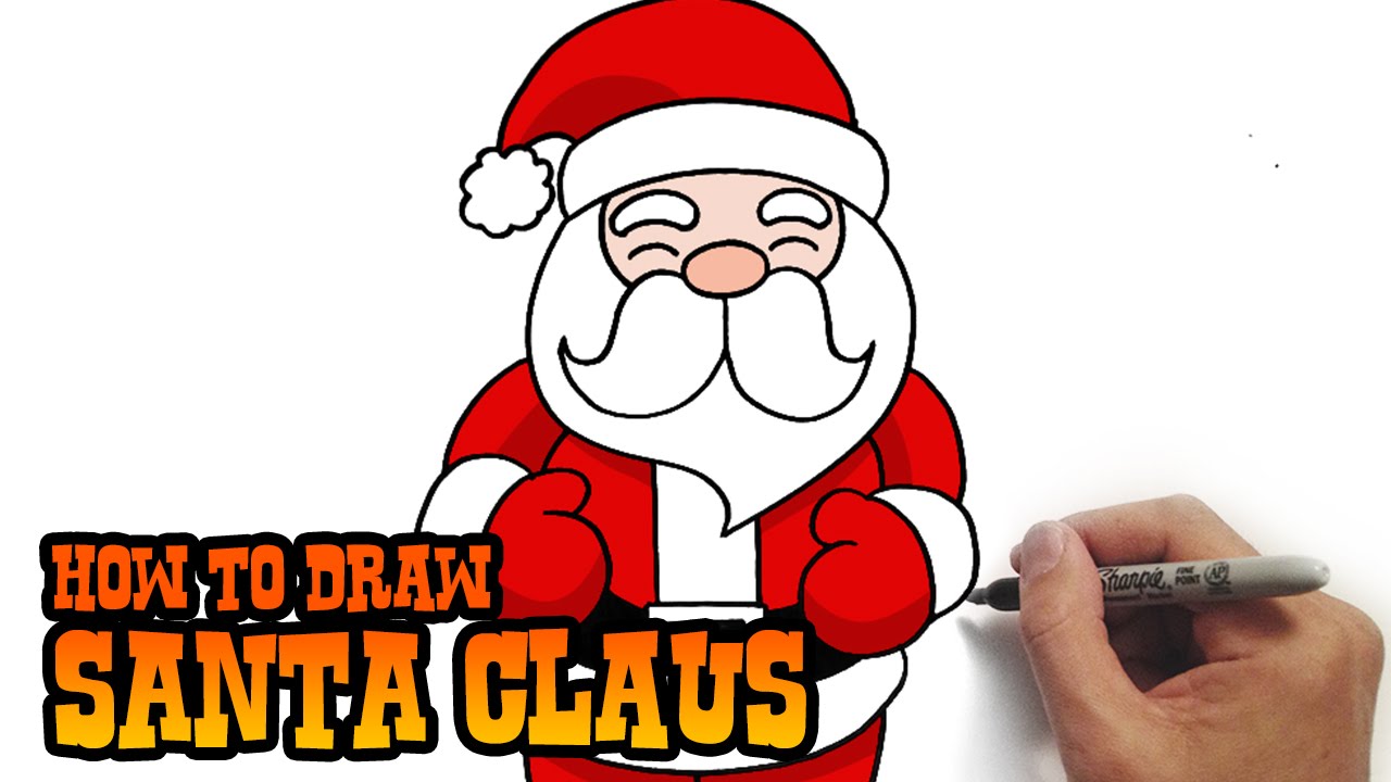 1280x720 How To Draw Santa Claus Simple And Easy Lesson - Easy Santa Sketch