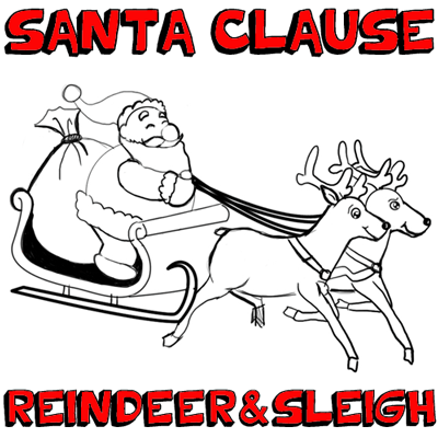 400x400 How To Draw Santa Clause Amp Reindeers And Flying Sleigh For - Easy Santa Sketch