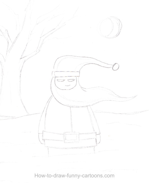 505x620 Santa Drawing (Cartoon Painting) - Easy Santa Sketch