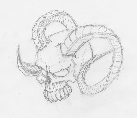 570x490 Drawn Skull Awsome - Easy Skeleton Sketch