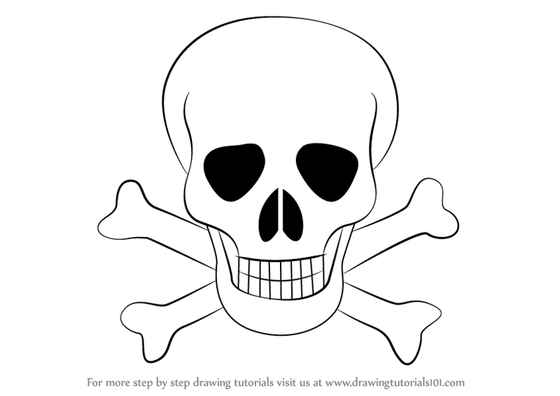 800x566 Learn How To Draw Skull With Crossbones (Skulls) Step By Step - Easy Skeleton Sketch