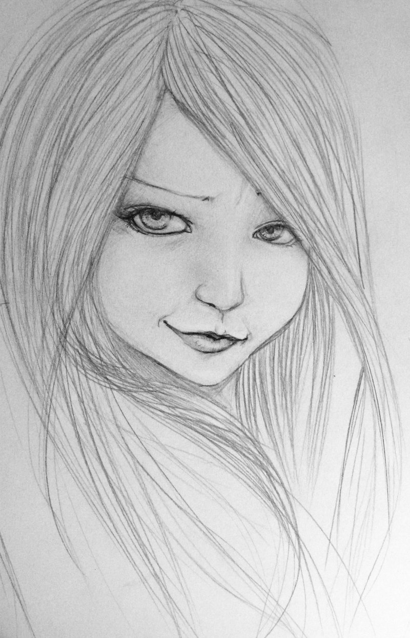800x1243 Pencil Girl Portrait Easy Drawing Pictures - Easy Sketch Of A Girl
