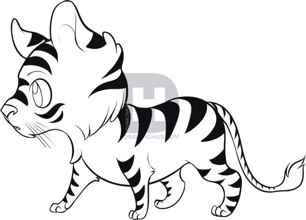 1001x720 How To Draw An Easy Tiger, Step By Step, Drawing Guide, By - Easy Tiger Sketch