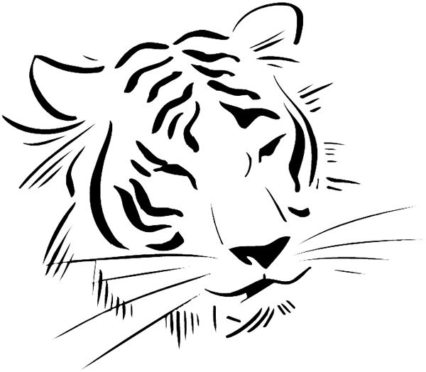 600x524 Simple Tiger Head Drawing S Vinyl Easy Of A - Easy Tiger Sketch