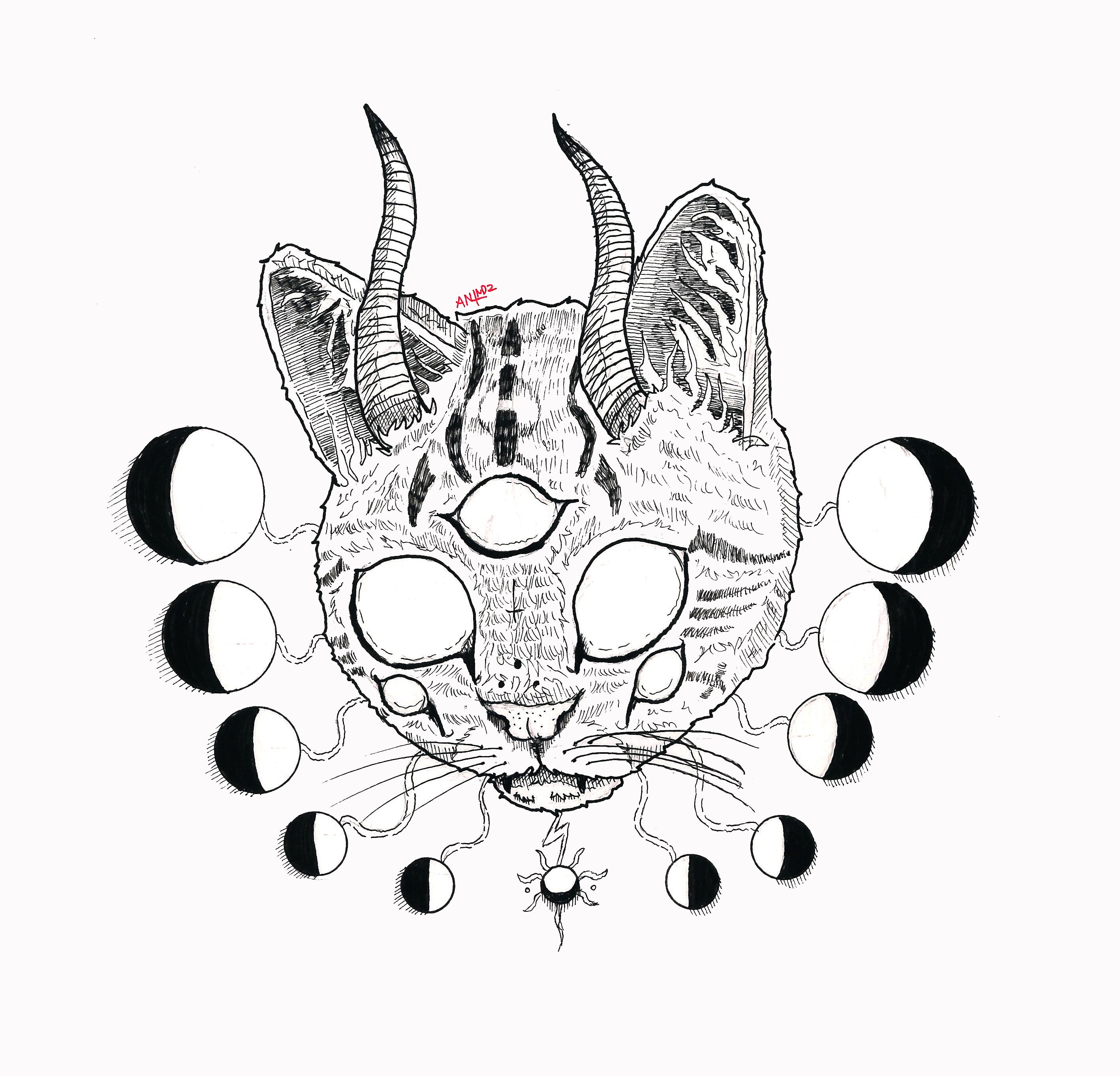 2836x2725 Evil Cat Born From Lunar Eclipse!!! - Eclipse Sketch