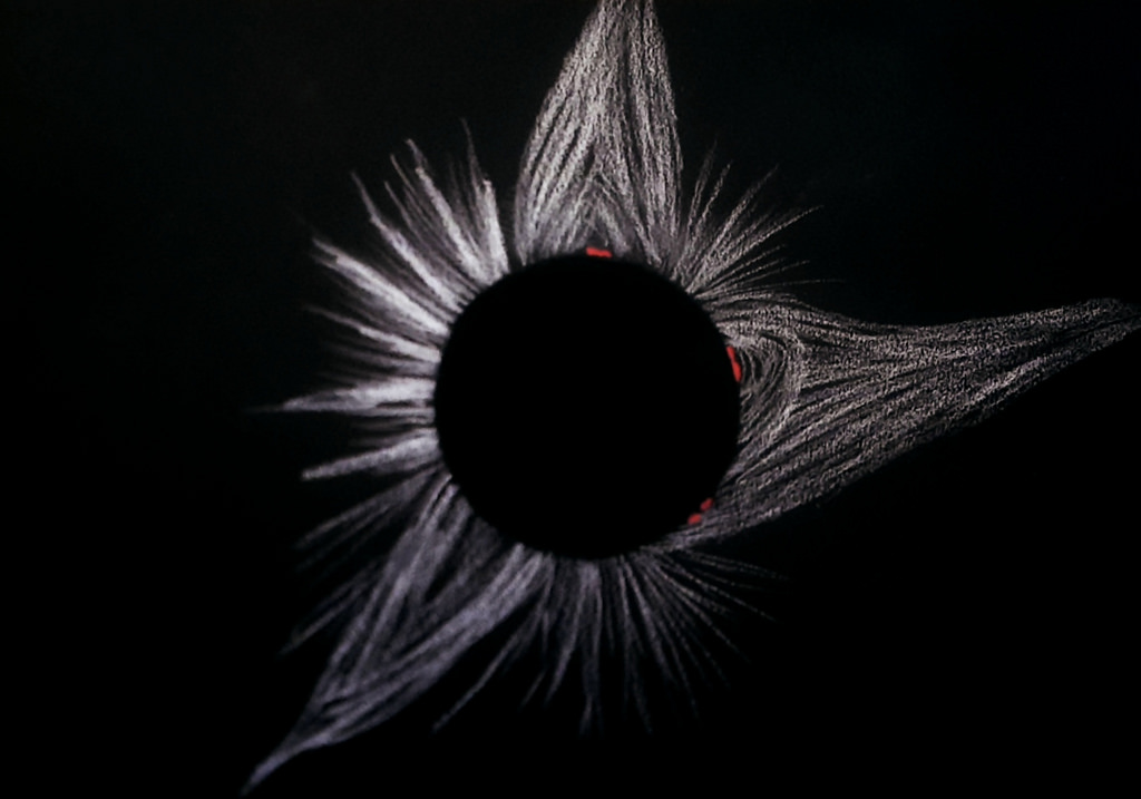 1024x717 Total Solar Eclipse 2017 Totality Corona Sketch (Close Up - Eclipse Sketch