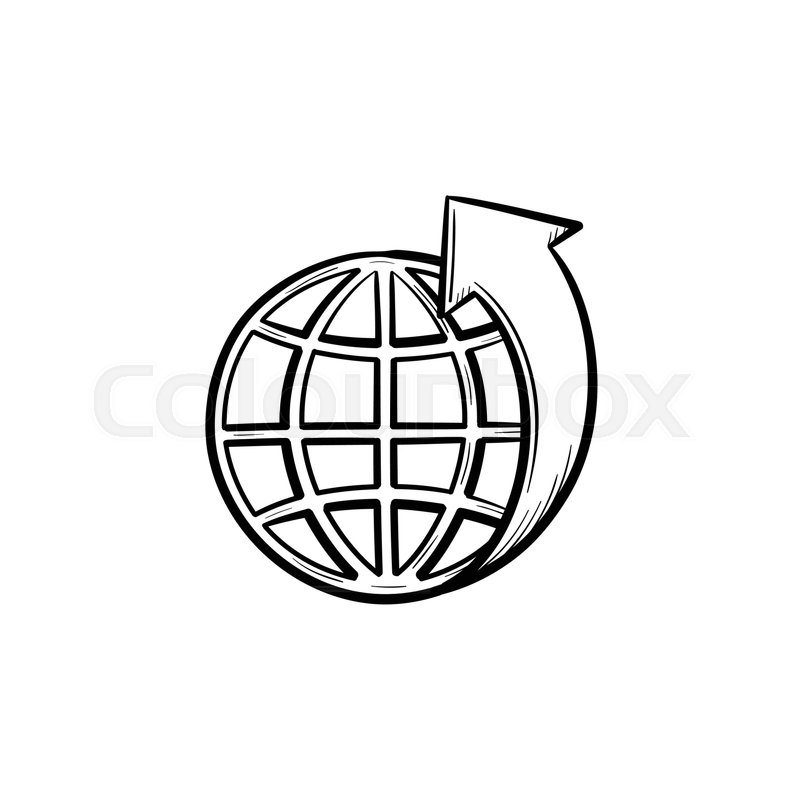800x800 Globe With Latitudes Hand Drawn Outline Doodle Icon. Ecosystem - Ecosystem Sketch